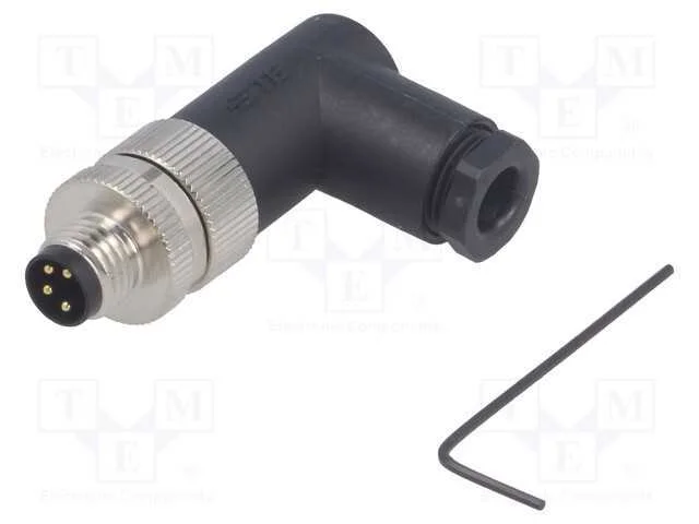 Conector: M8, macho, PIN: 4, angulares 90, n&atilde;o bl.