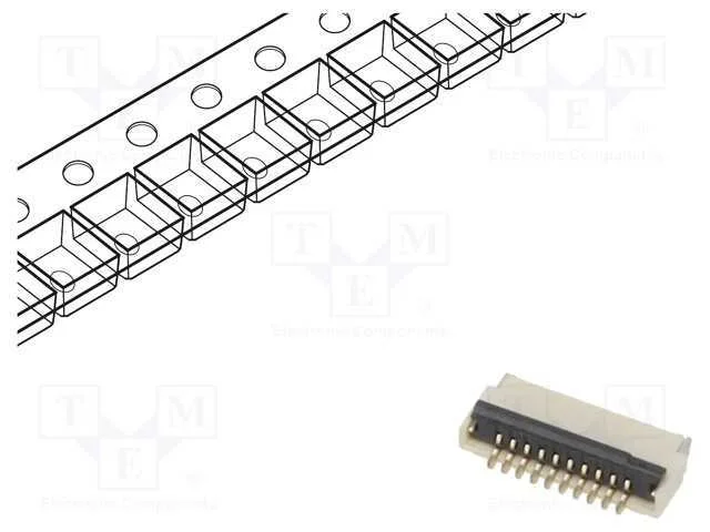 Conector: Ffc/Fpc, Horizontais, Pin: 10, Zif, Smt, 30v, 0,4a, H: 1mm