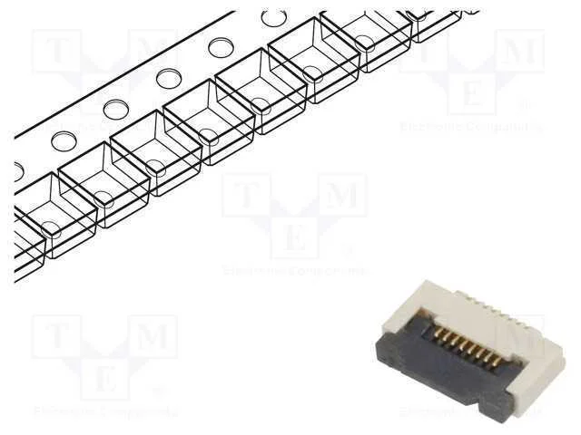 Conector: Ffc/Fpc, Horizontais, Pin: 8, Zif, Smt, 50v, 0,4a, -25&divide;85c