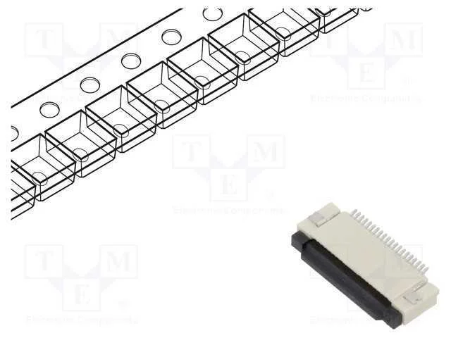 Conector: Ffc/Fpc, Horizontais, Pin: 20, Zif, Smt, 50v, 0,4a, Mat: Lcp