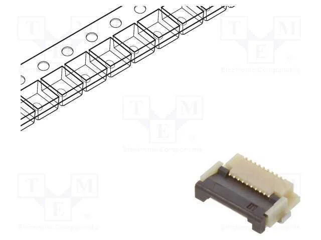 Conector: Ffc/Fpc, Horizontais, Pin: 10, Contactos Inferiores,Zif