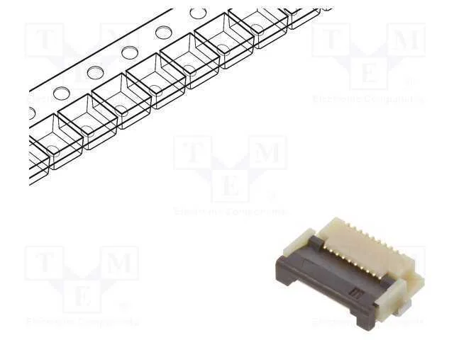 Conector: Ffc/Fpc, Horizontais, Pin: 10, Contactos Inferiores,Zif