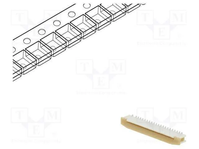 Conector: Ffc/Fpc, Verticais, Pin: 40, Zif, Smt, Slider, 50v, 500ma