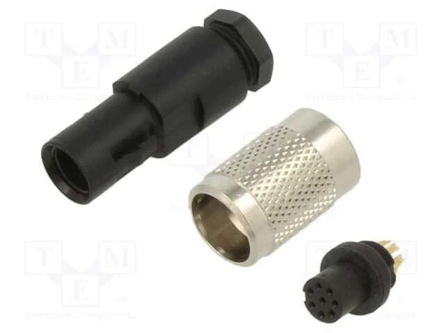 Conector: M9, Ficha, F&ecirc;mea, Cobertura: Dourado, 125v, Ip67, Pin: 8