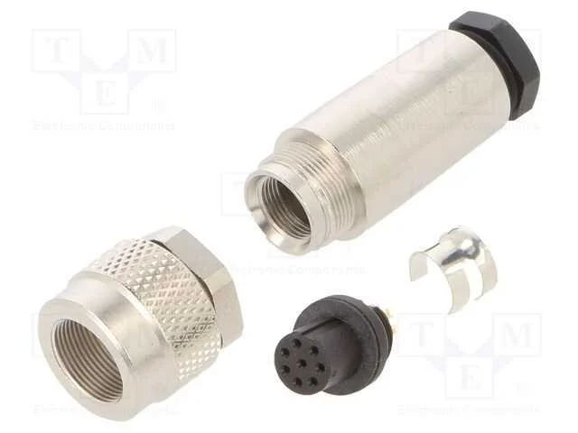 Conector: M9, Ficha, F&ecirc;mea, Cobertura: Dourado, 125v, Ip67, Pin: 8