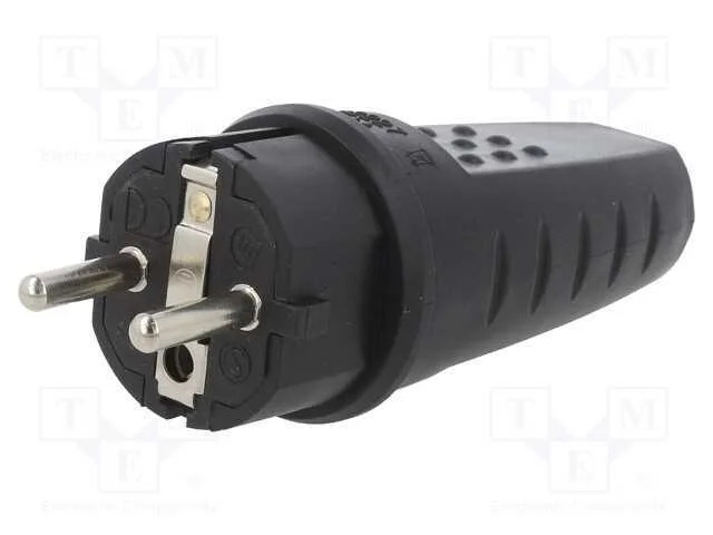 Conector: de Alimenta&ccedil;&atilde;o, Macho, Ficha, 2p+Pe, 250vac, 16a, Preta
