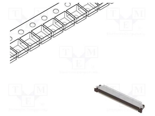Conector: Ffc/Fpc, Horizontais, Pin: 50, Contactos Superiores,Zif