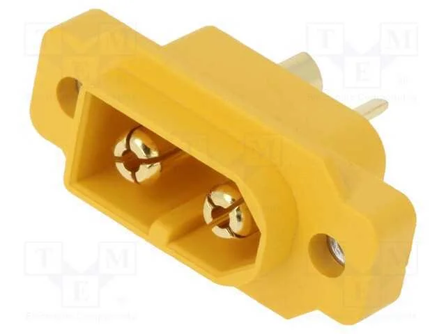 Tomada, de Alimenta&ccedil;&atilde;o Dc, Xt60, Macho, Pin: 2, Solda, Amarelo, 30a