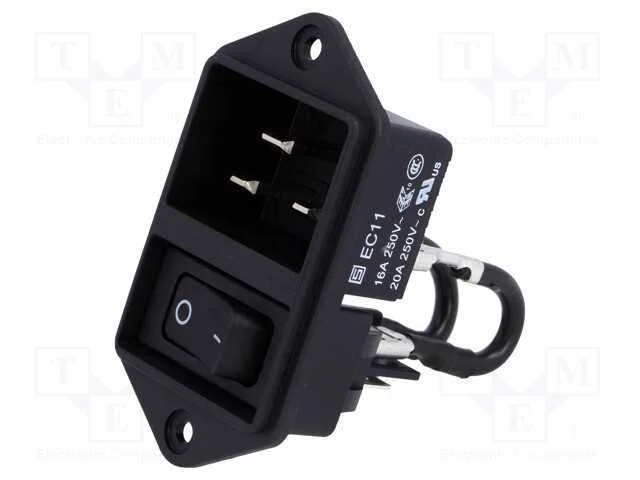 Conector: de alimenta&ccedil;&atilde;o, tomada, macho, 16A, 250.