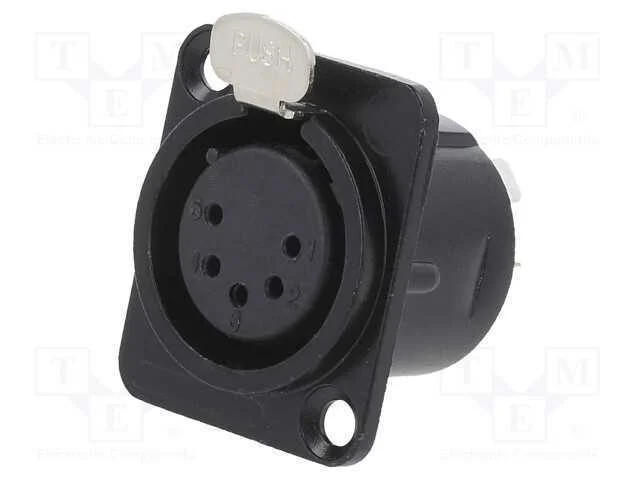 Tomada, XLR, f&ecirc;mea, PIN: 5, com o bot&atilde;o, solda, p.
