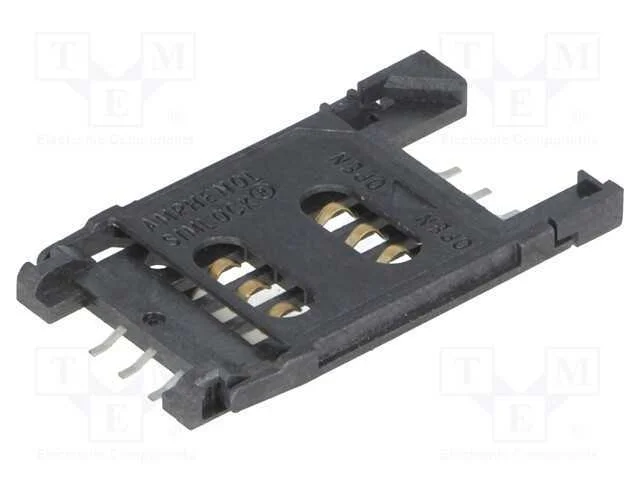 Conector: para cart&otilde;es, SIM, com pega articulada,.