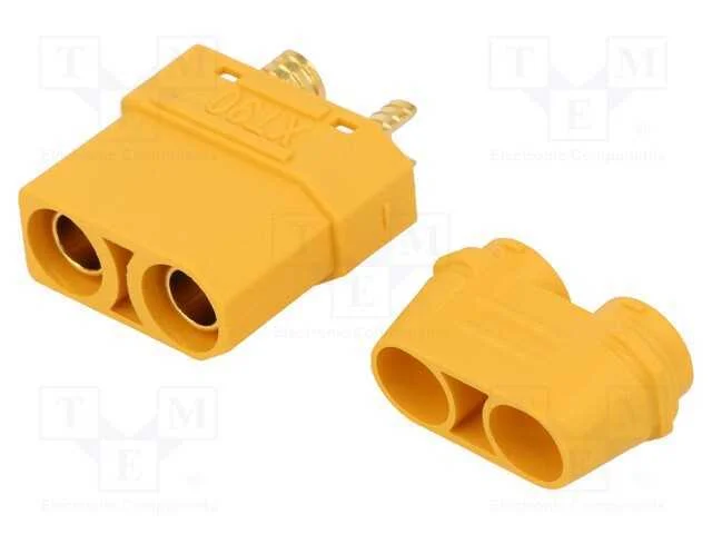 Ficha, de Alimenta&ccedil;&atilde;o Dc, Xt90, F&ecirc;mea, Pin: 2, com Cabo, Solda, 40a