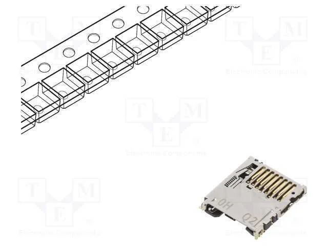 Conector: para Cart&otilde;es, Microsd, Bottom Board Mount,Push-Push