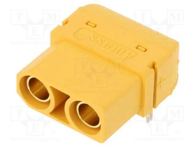 Tomada, de Alimenta&ccedil;&atilde;o Dc, Xt90, F&ecirc;mea, Pin: 2, para Pcb, Tht, 40a