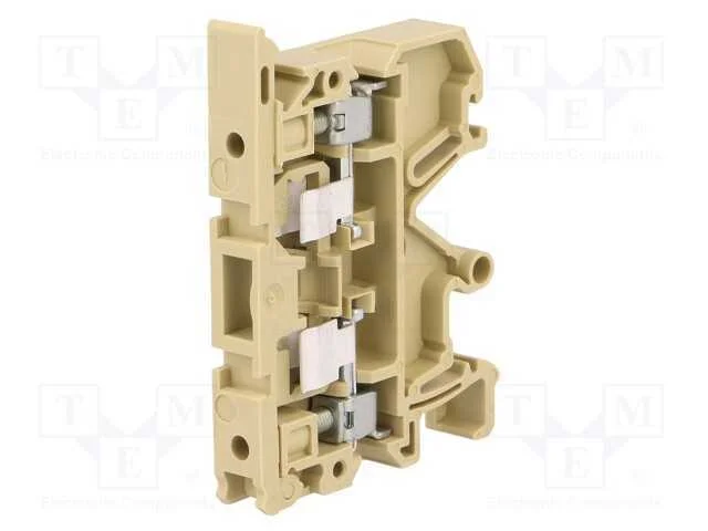 Conector: de Carril, 4mm2, Faixas: 1, Bra&ccedil;adeiras: 2, Bege, Larg: 8mm
