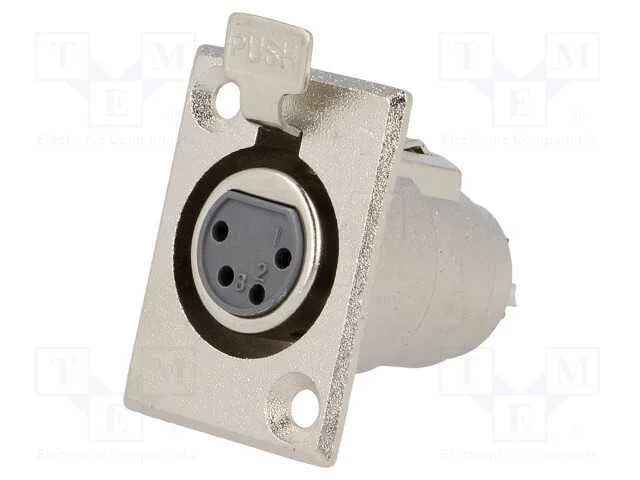 Tomada, Xlr, F&ecirc;mea, Pin: 4, Solda, Norma Xlr, Dia.Aber.Fix: 3mm