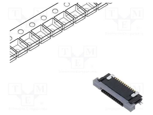 Conector: Ffc/Fpc, Horizontais, Pin: 12, Contactos Inferiores,Zif