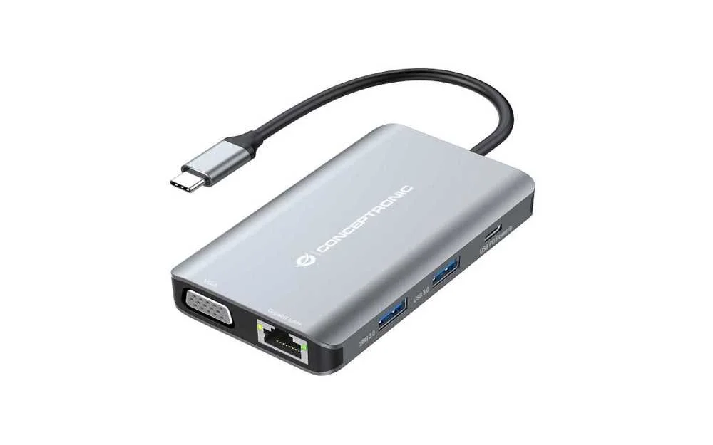 Conceptronic Dock Usb-C->hdmi,Vga,Gbe,3xusb3.0,100wpd 0.25m