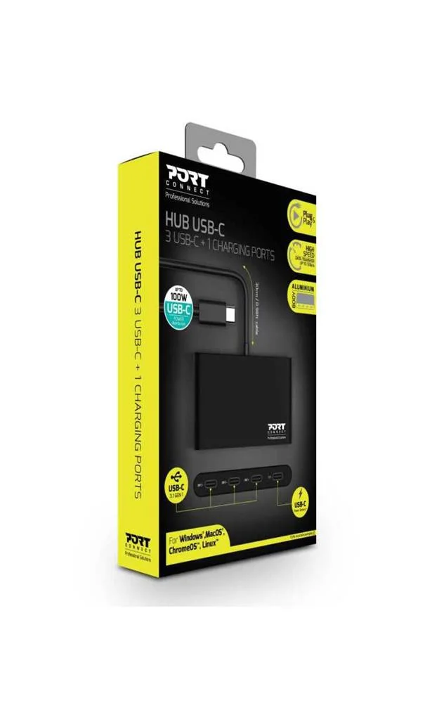 Port Usb Hub Type C,3x Usb C, 1x Typ C Pd 100w