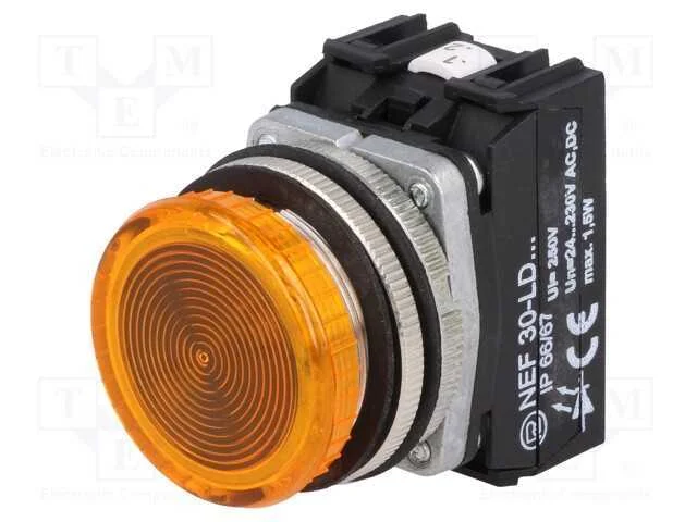 Luz de Indica&ccedil;&atilde;o, Nef30, Ilum: Led, 24&divide;230vac, Amarela, 24&divide;230vdc
