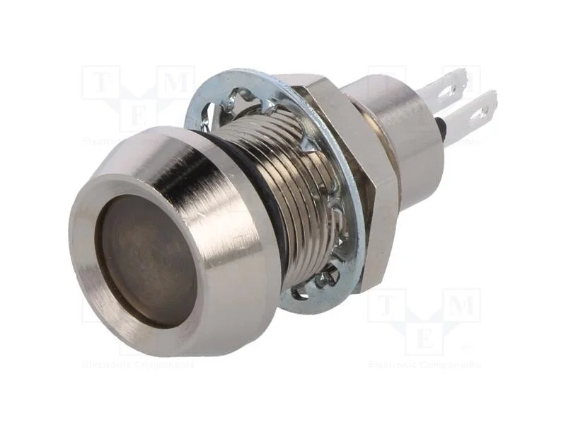 Luz indicadora: LED, c&ocirc;ncavo, verde, 12VDC, 12,7m.