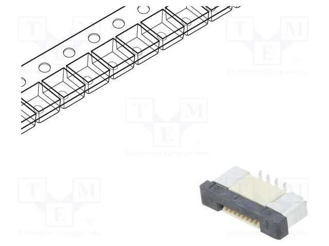 Conector: Ffc/Fpc, Verticais, Pin: 8, Zif, Smt, 500ma, Estanhado