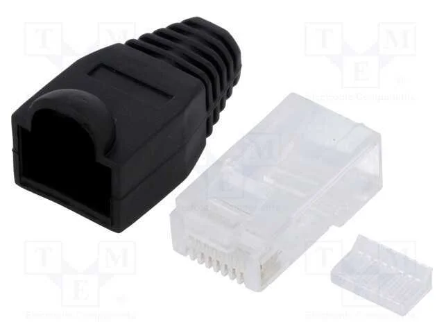 Ficha, Rj45, Pin: 8, Cat: 6, N&atilde;o Blindados,Com Protetor, Preta