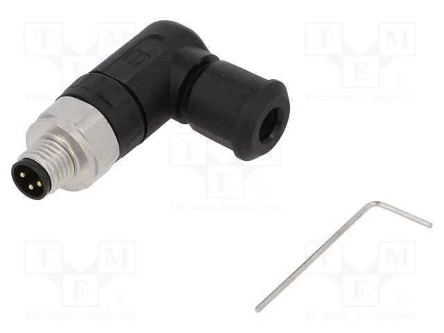Conector: M8, macho, PIN: 3, angulares 90, com ca.
