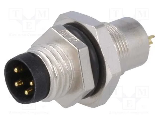 Conector: M8, macho, PIN: 4, para painel,porca de.