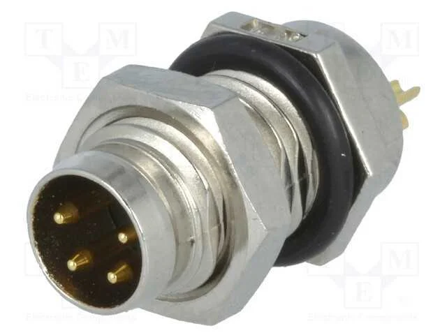 Conector: M8, Macho, Pin: 4, para Painel,Porca da Frente, Tomada