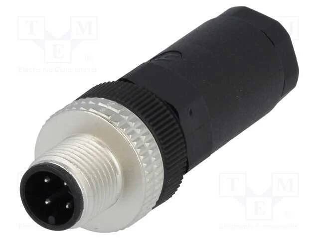 Ficha, M12, Pin: 4, Macho, C&oacute;digo A-Devicenet / Canopen, com Cabo