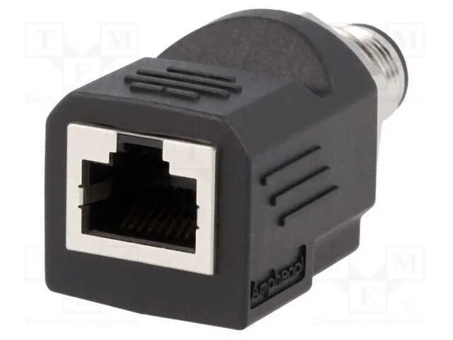 Adaptador, macho M12,RJ45 tomada, c&oacute;digo D-Ethern.