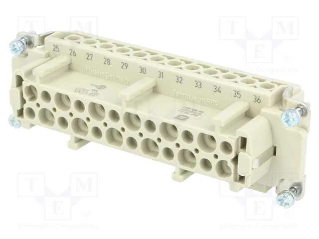 Conector: Hdc, Inserto de Contatos, F&ecirc;mea, Han E, Pin: 24, 24+Pe