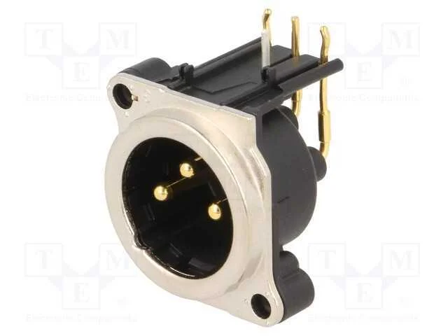 Tomada, Xlr, Macho, Pin: 3, Angulares 90, Tht, Prateado, 6a