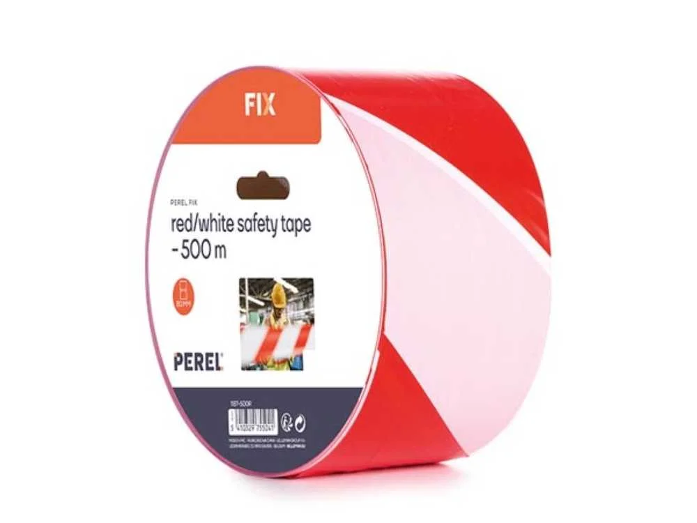 Fita de seguran&ccedil;a vermelho/branco - 500 m - carre.