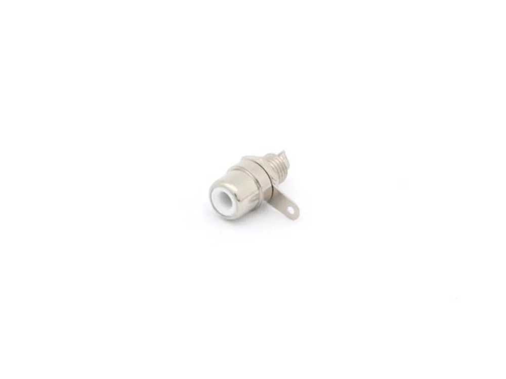 Conector Rca F&ecirc;mea - Nickel - Branco