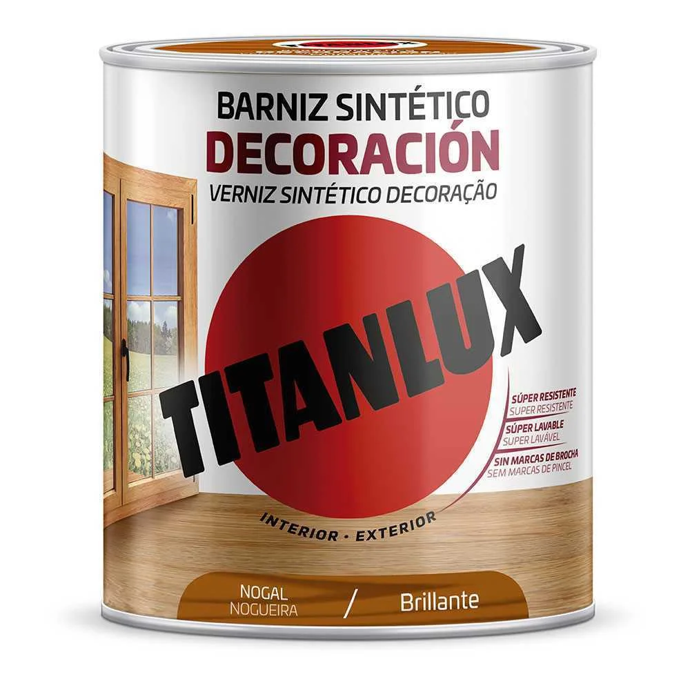 Verniz Sint&eacute;tico Decora&ccedil;&atilde;o Brilhante Nogal 0,250l Titanlux M10100314