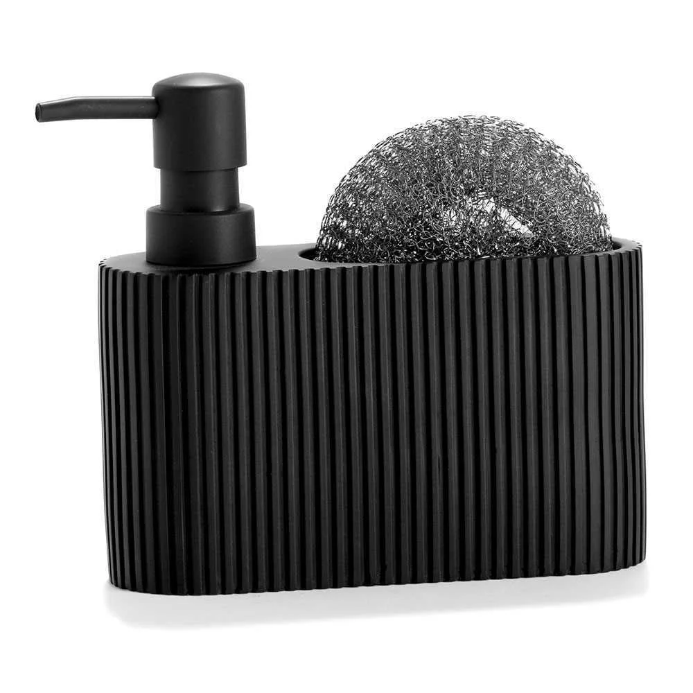 Doseador Pol com Escovador Preto 16,5x5,5x15cm Cc71087 Andrea House