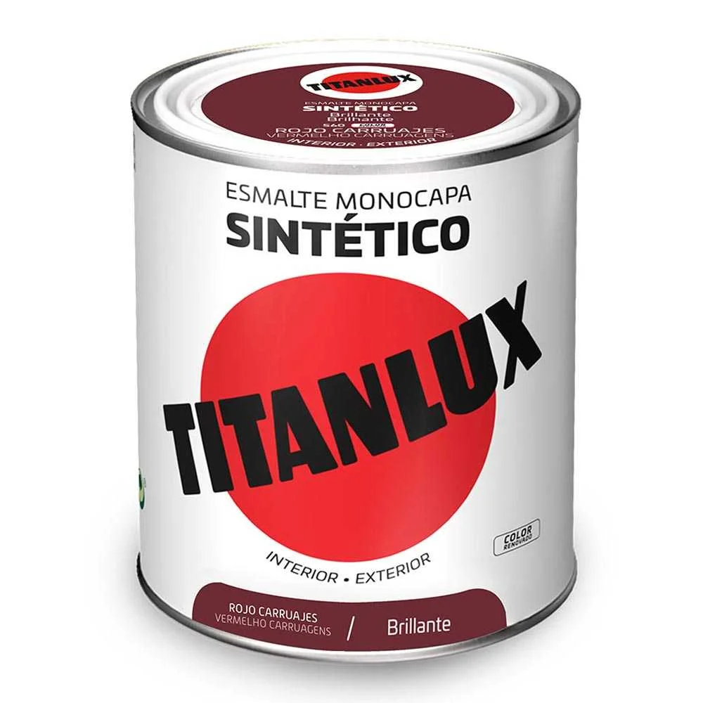 Esmalte Sint&eacute;tico Monocamada Brilhante Vermelho Carruagem 750ml Titanlux 5808985