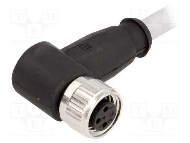 Conector: M8, f&ecirc;mea, PIN: 3, angulares 90, com ca.