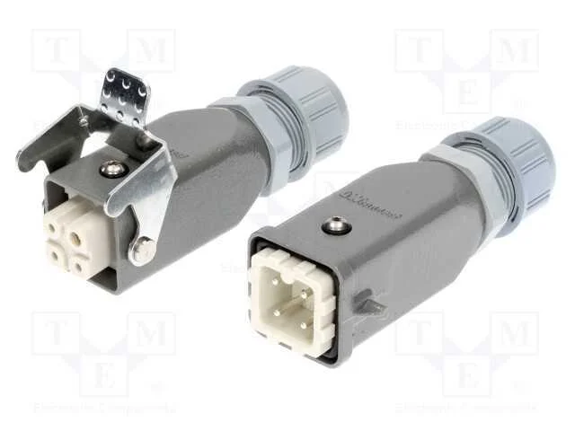 Conector: HDC, macho + f&ecirc;mea, PIN: 4, 3+PE, taman.