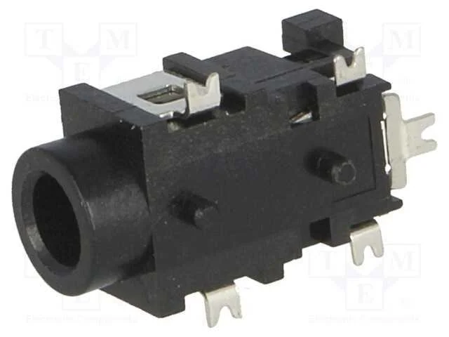 Tomada, Jack 3,5mm, F&ecirc;mea, Stereo, Faixas: 3, Angulares 90, Smt
