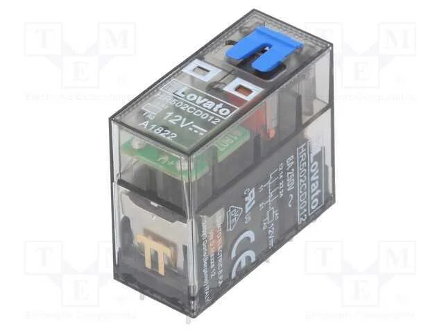Rel&eacute;: Eletromagn&eacute;tico, Dpdt, Ubobina : 12vdc, 8a, 8a/250vac, Base