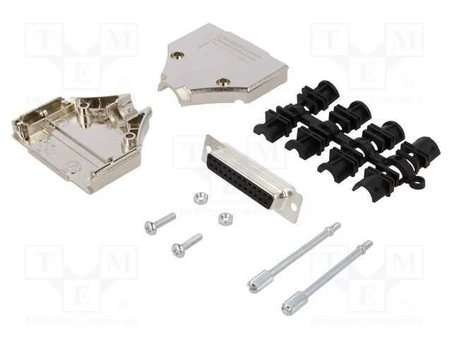 D-Sub, PIN: 25, ficha, f&ecirc;mea, simples, solda, com.