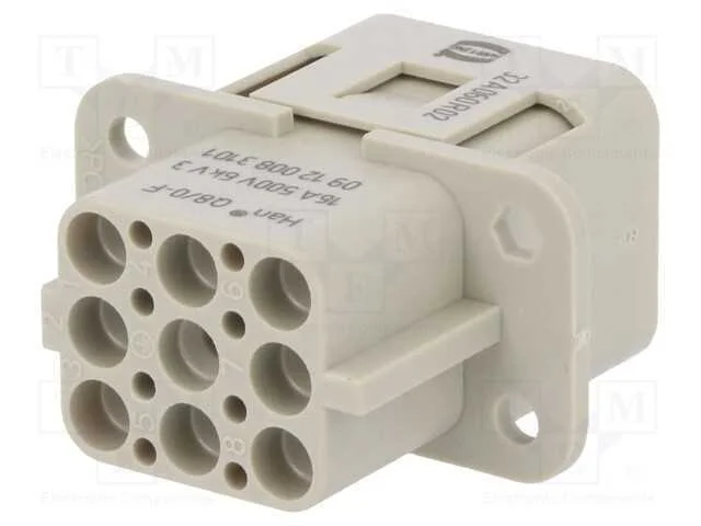 Conector: Hdc, Inserto de Contatos, F&ecirc;mea, Han Q, Pin: 8, Compact