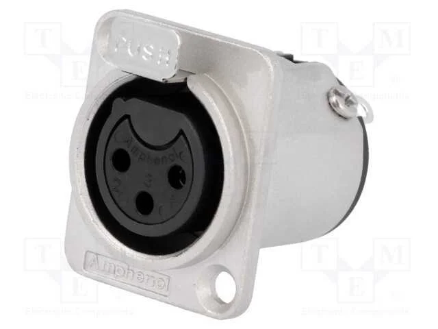 Tomada, Xlr, F&ecirc;mea, Pin: 3, Simples, com o Bot&atilde;o, Solda, Estanhado