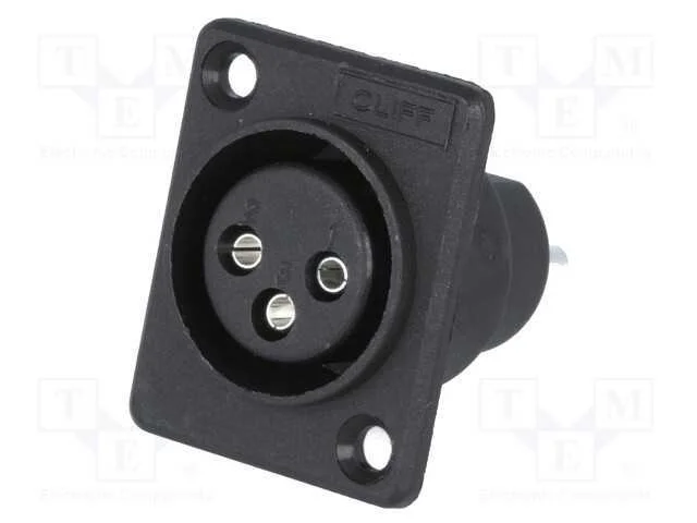 Tomada, Xlr, F&ecirc;mea, Pin: 3, para Painel,Roscado, Solda, Preta, 5a
