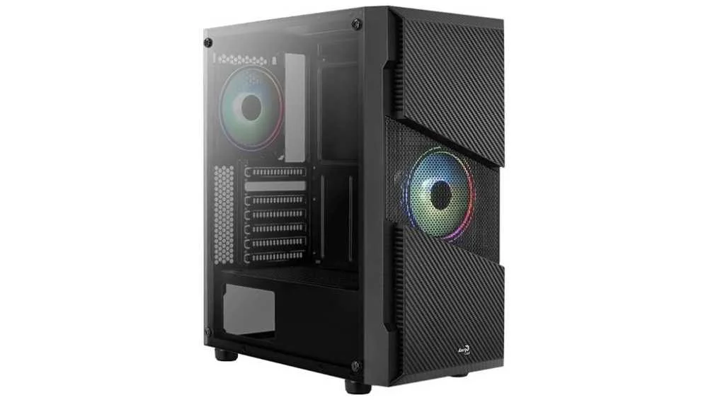 Caixa de Desktop Aerocool Geh Midi Menace Rgb/Tg Preto Microatx/Atx/Miniitx
