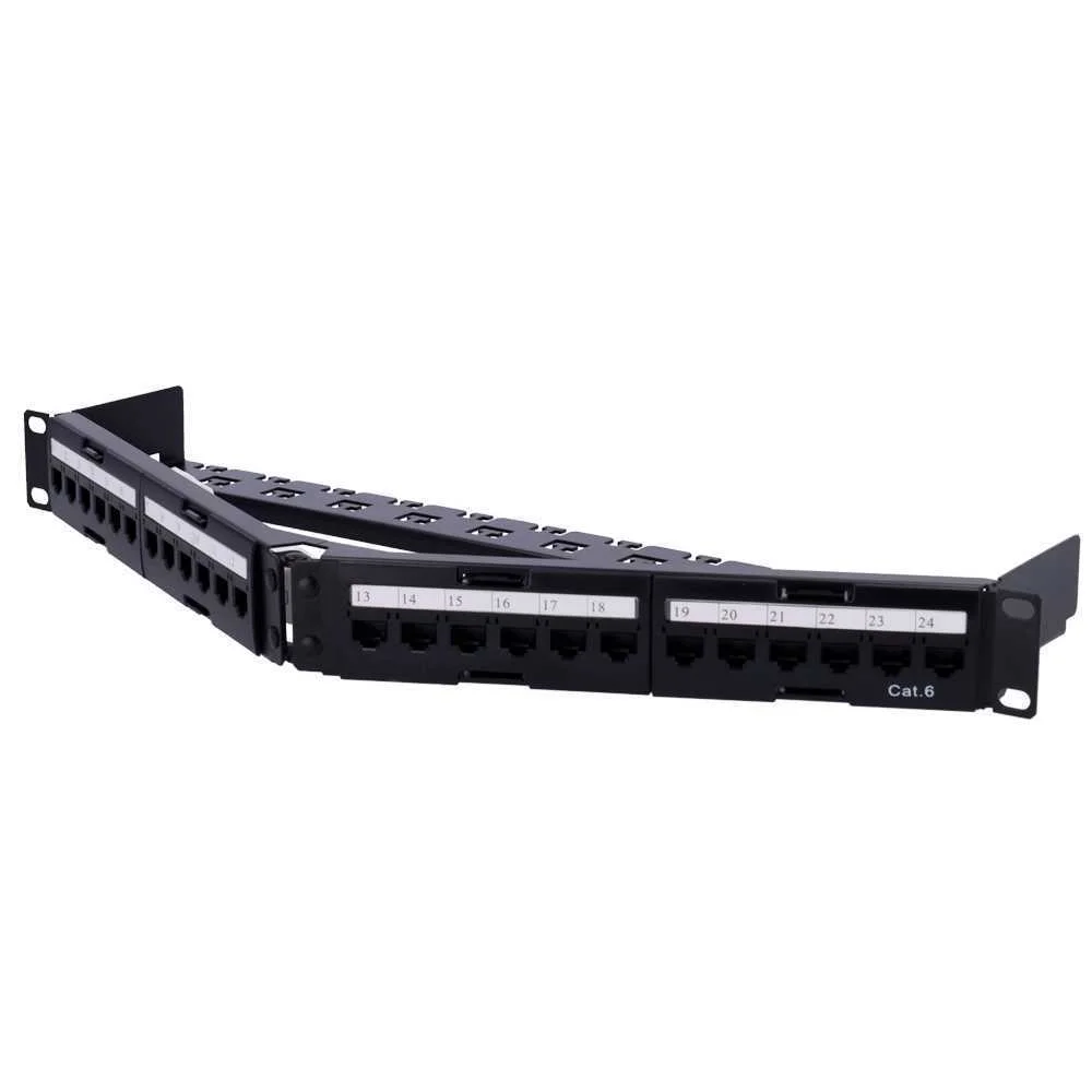 Patch Panel Angular de 24 Puertos Utp - Admite Cables Hasta Cat6 - Formato Enrackable 1u - Tama&ntilde;o 1 