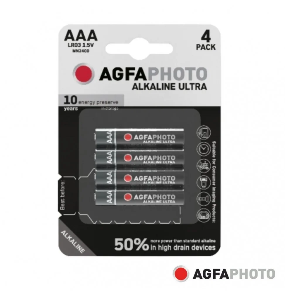 Pilha Alcalina Agfaphoto AAA Lr03 Micro 4 pe&ccedil;as